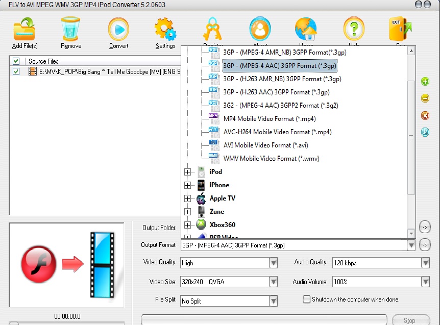 Software to convert video formats flv,mp4 to 3gp, mp3,…[full key crack] |